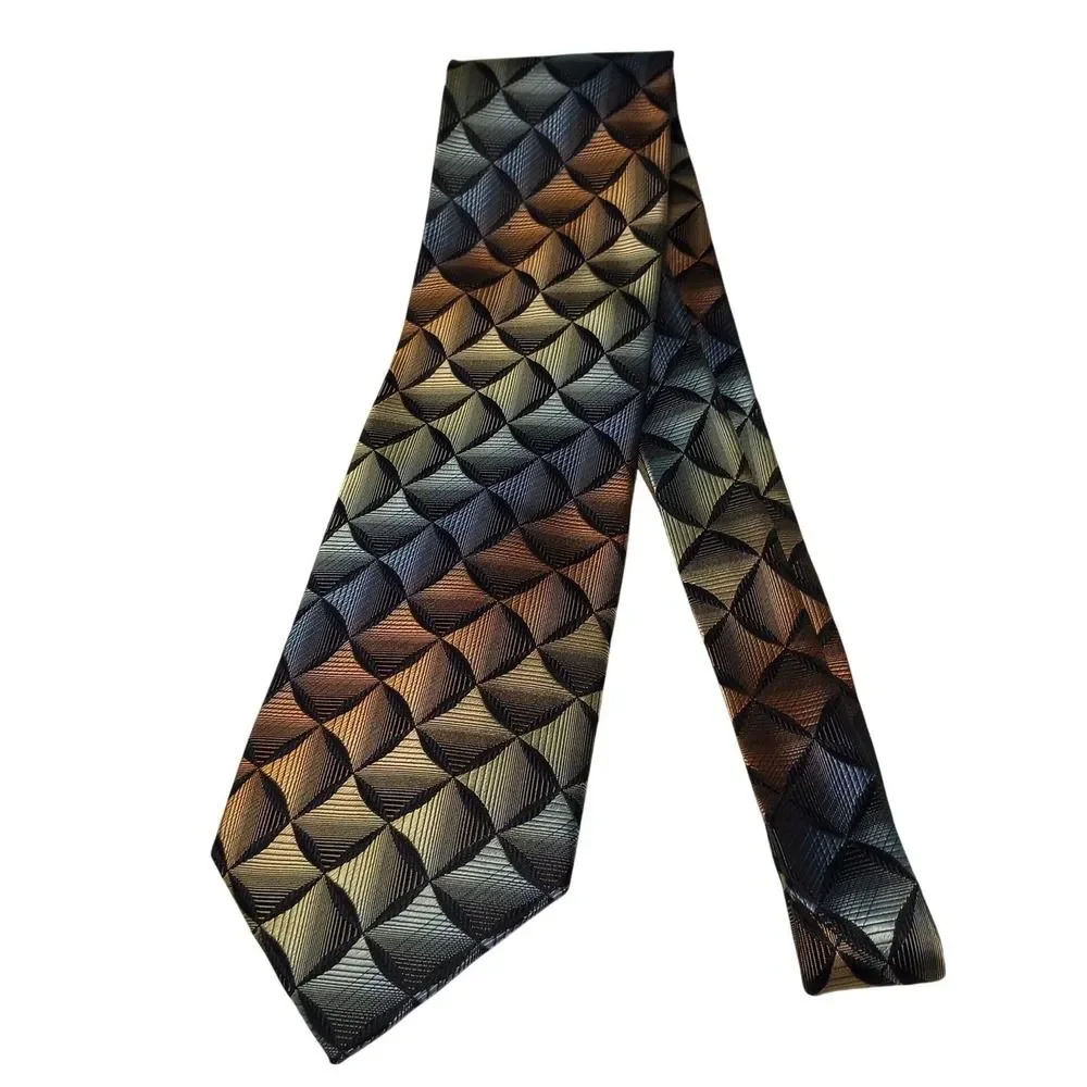 Roberto‎ Villini Couture Mens Silk Necktie Geometric 3D Diamond